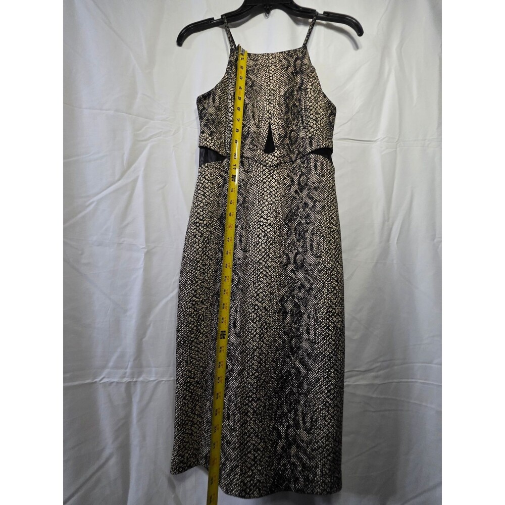 bebe Snake Print Midi Dress STYLE 0066C Size 4 Gold Halter Cutout Waist - Picture 2 of 7